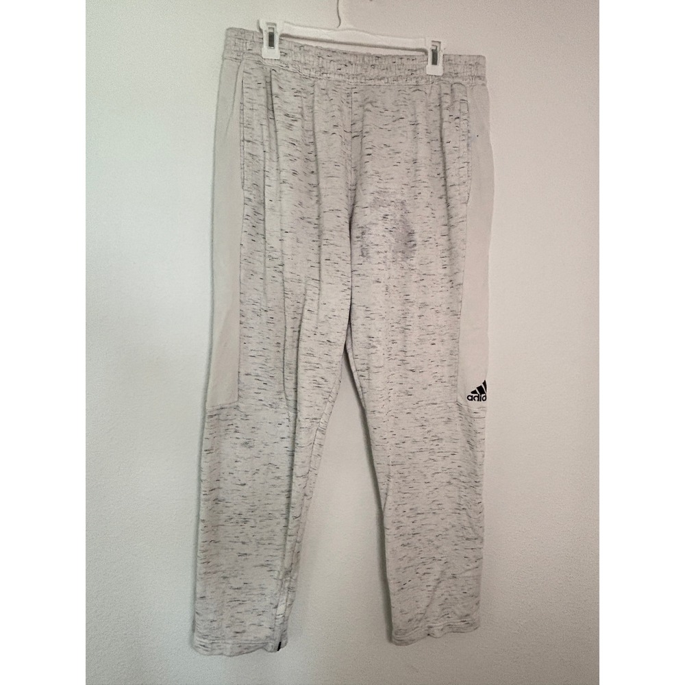 Adidas Mens XL Space Dye Gray Jogger Sweatpants Zipper Cuff Athletic Pants
